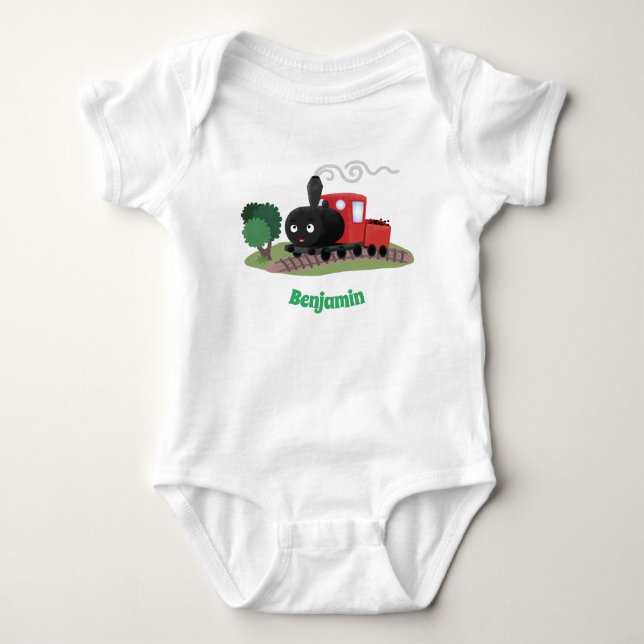 Body Para Bebé Ilustracion de personalizado de locomotora de trac (Anverso)