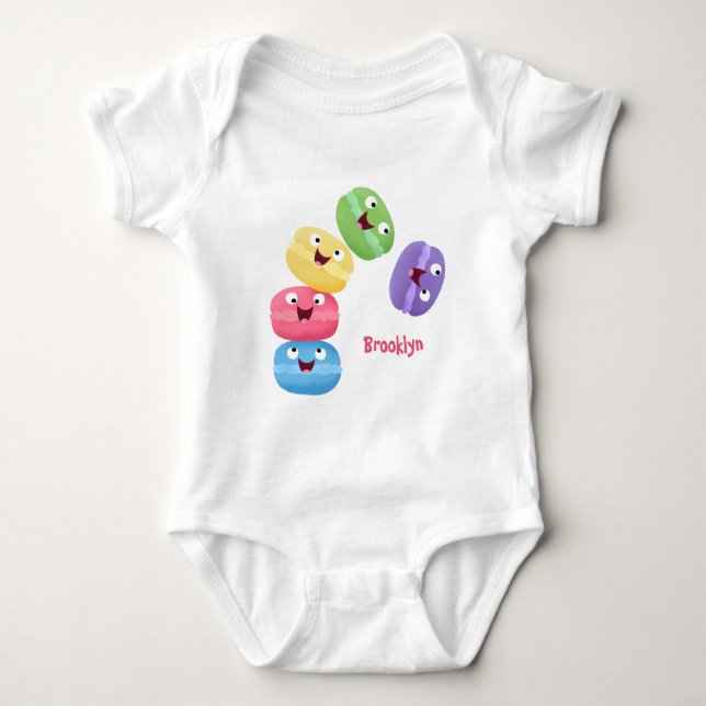 Body Para Bebé Ilustracion de personalizado de macarons graciosos (Anverso)