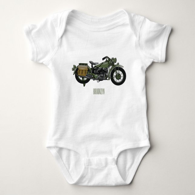 Body Para Bebé Ilustracion de personalizado de motocicleta de cru (Anverso)
