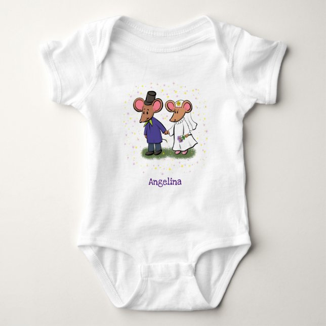 Body Para Bebé Ilustracion de personalizado de pareja de ratones (Anverso)