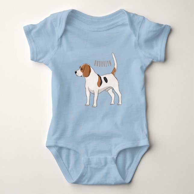 Body Para Bebé Ilustracion de personalizado de perro Beagle (Anverso)