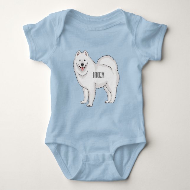Body Para Bebé Ilustracion de personalizado de perro de Samoyed (Anverso)