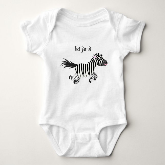 Body Para Bebé Ilustracion de personalizado de zebra graciosa (Anverso)