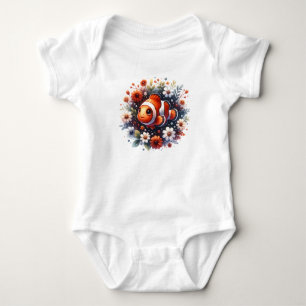 Body Para Bebé Ilustración de pez payaso Kawaii   Floral submarin