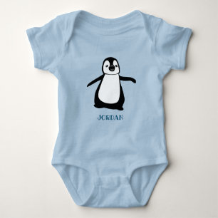 Body Para Bebé ilustracion de pingüino azul bebé personalizado