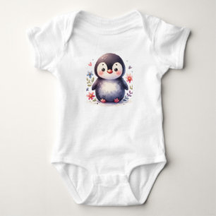 Body Para Bebé Ilustración de pingüino caprichoso Diseño Kawaii