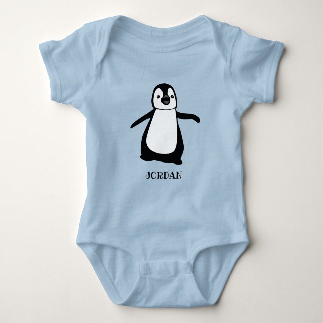 Body Para Bebé ilustracion de pingüino CUTE personalizado (Anverso)