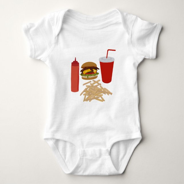 Body Para Bebé Ilustracion de ráfagas de comida rápida (Anverso)