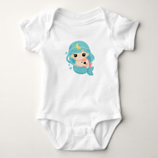 Body Para Bebé Ilustración de Sirena Adorable – Arte Oceánico Cap