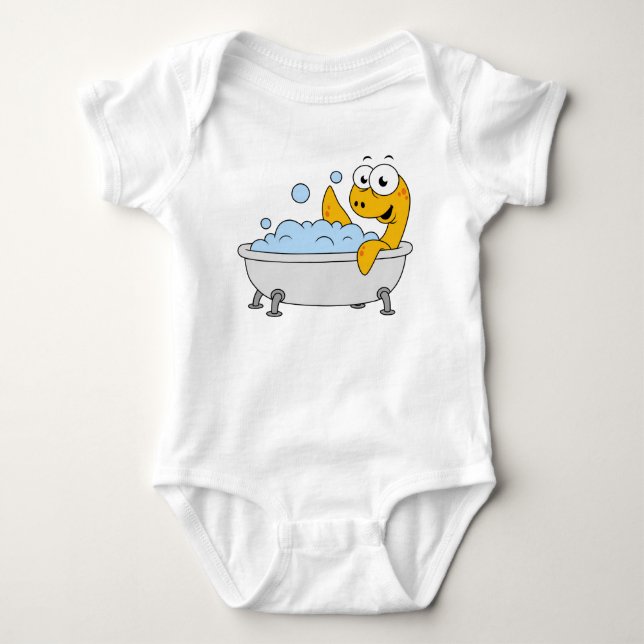 Body Para Bebé Ilustracion De Un Monstruo De Baño De Ness. (Anverso)