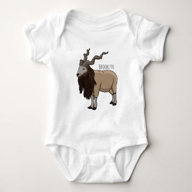 Body Para Bebé Ilustracion del personalizado de cabras Markhor (Anverso)