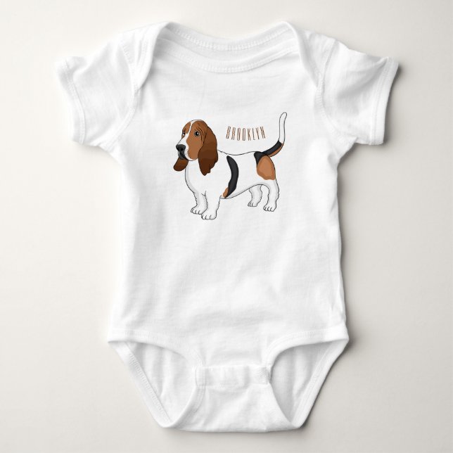 Body Para Bebé Ilustracion del personalizado del perro de enlace  (Anverso)