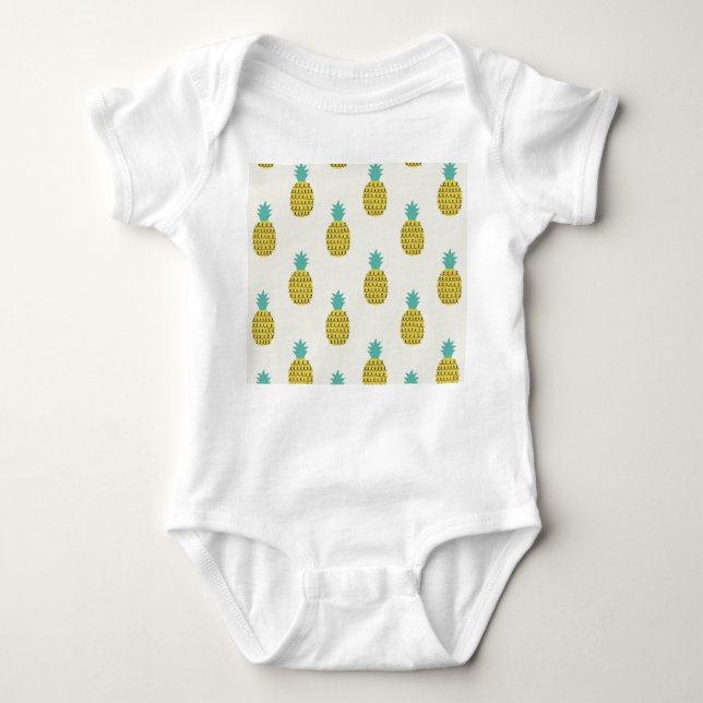 Body Para Bebé Ilustracion Divertido Vintage Pineapple Seamless. (Anverso)