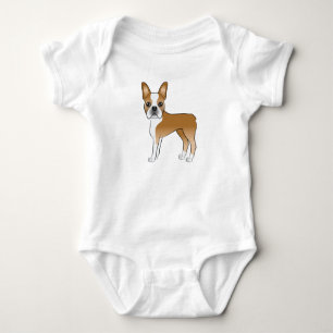 Body Para Bebé Ilustracion Fawn Y White Boston Terrier Dog