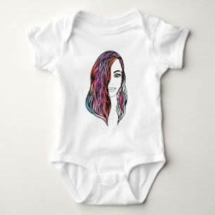 Body Para Bebé Ilustración Intrincada de Retrato de Niña - Detall