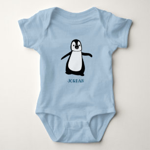 Body Para Bebé Ilustracion lindo y personalizado de pingüino azul