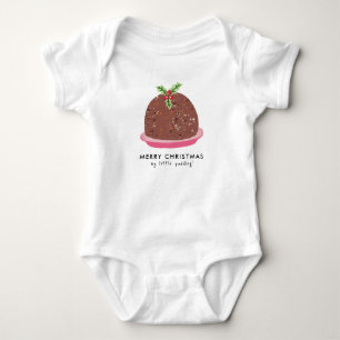 Body Para Bebé Ilustración moderna de pudín de Navidad alegre