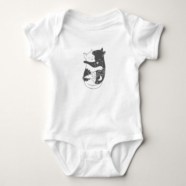 Body Para Bebé ilustracion nocturno de gato - Elegir fondo (Anverso)