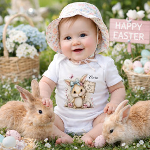 Body Para Bebé Ilustración personalizada de pollito de Pascua