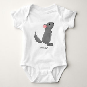 Body Para Bebé Ilustracion personalizado chinchilla gris suave