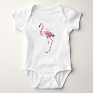 Body Para Bebé Ilustracion personalizado de aves de Flamingo
