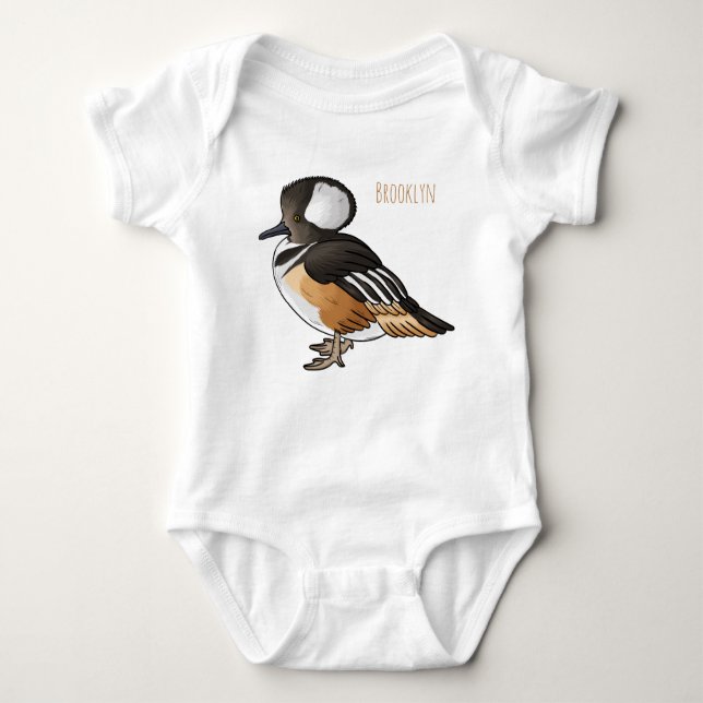 Body Para Bebé Ilustracion personalizado de aves merganser con ca (Anverso)