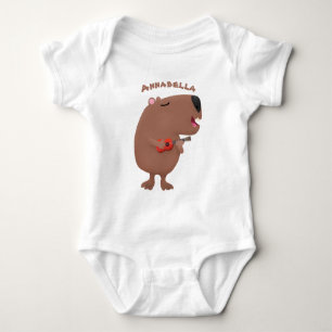 Body Para Bebé Ilustracion personalizado de capybara ukulele cant
