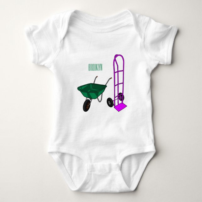 Body Para Bebé Ilustracion personalizado de carretillas y carrito (Anverso)