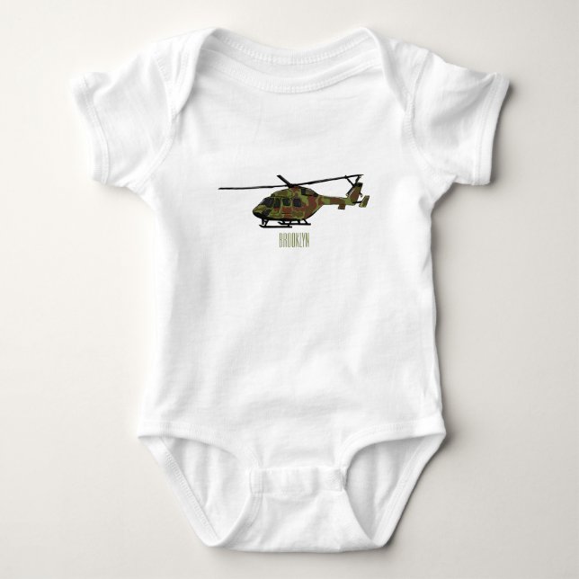 Body Para Bebé Ilustracion personalizado de helicópteros del ejér (Anverso)