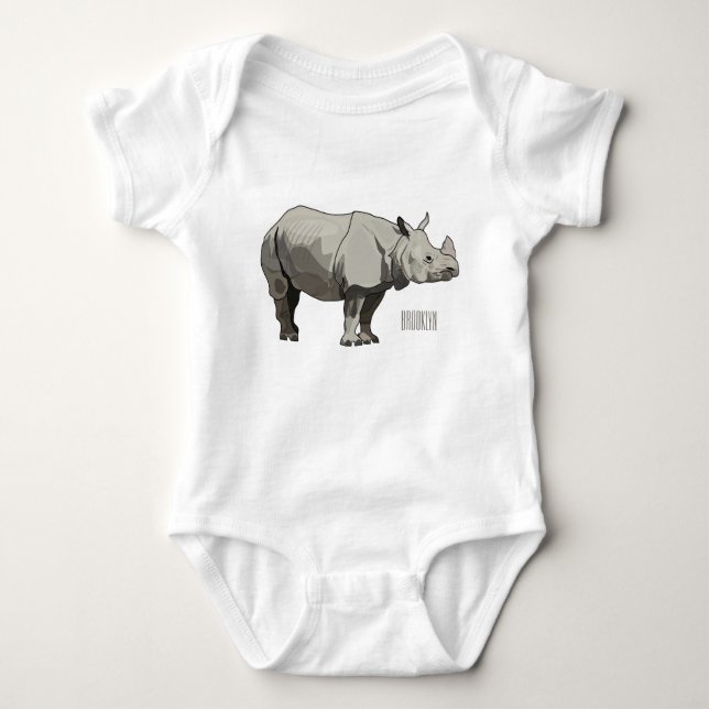 Body Para Bebé Ilustracion personalizado de Javan rhinoceros (Anverso)