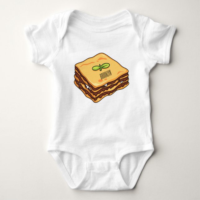 Body Para Bebé Ilustracion personalizado de Lasagna (Anverso)