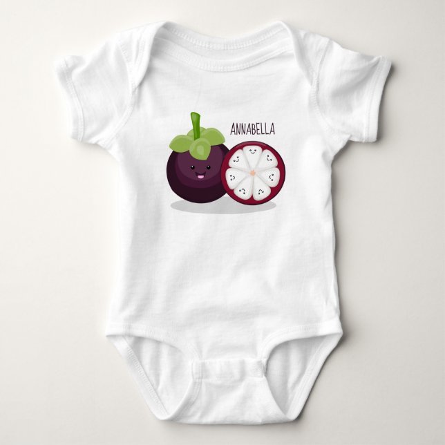 Body Para Bebé Ilustracion personalizado de mangostino morado (Anverso)
