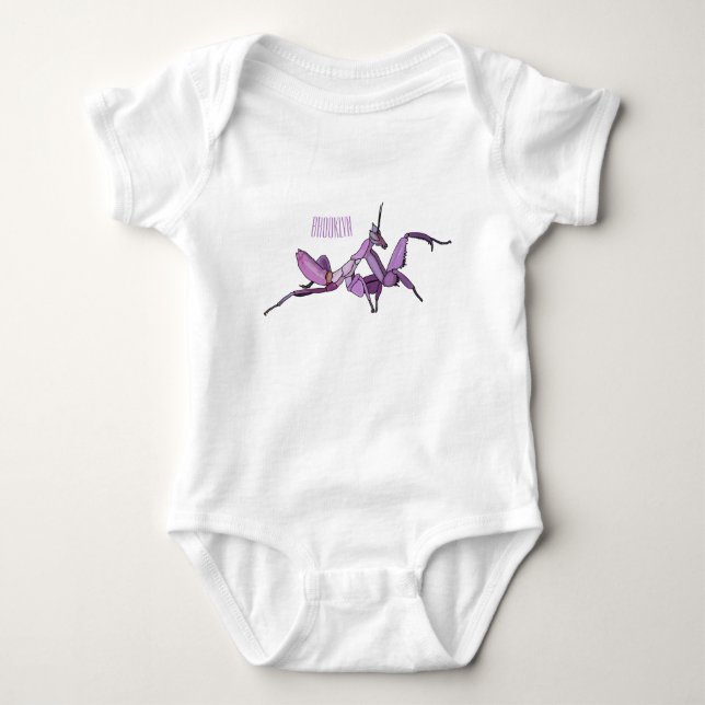 Body Para Bebé Ilustracion personalizado de mantis orquídea (Anverso)