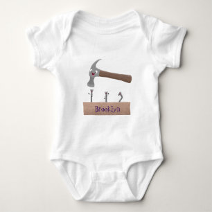 Body Para Bebé Ilustracion personalizado de martillo y clavos lin