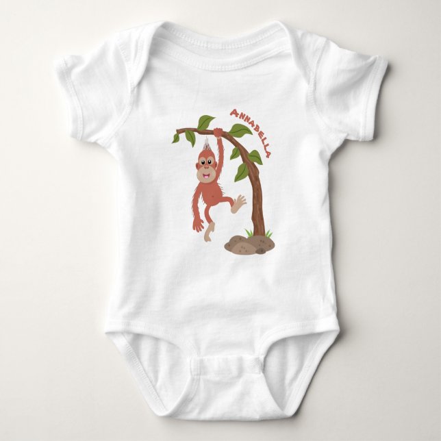 Body Para Bebé Ilustracion personalizado de orangután bebé feliz (Anverso)