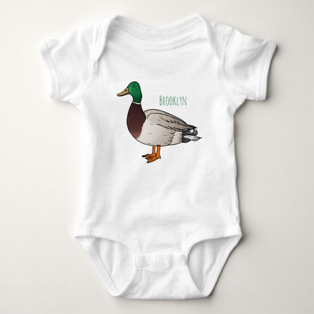 Body Para Bebé Ilustracion personalizado de pato mallard (Anverso)