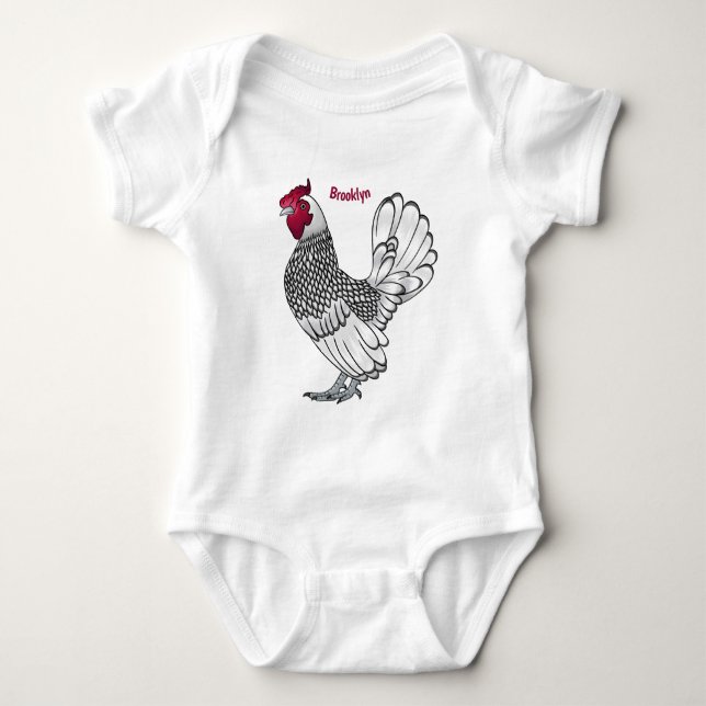 Body Para Bebé Ilustracion personalizado de pollo de Sebright (Anverso)