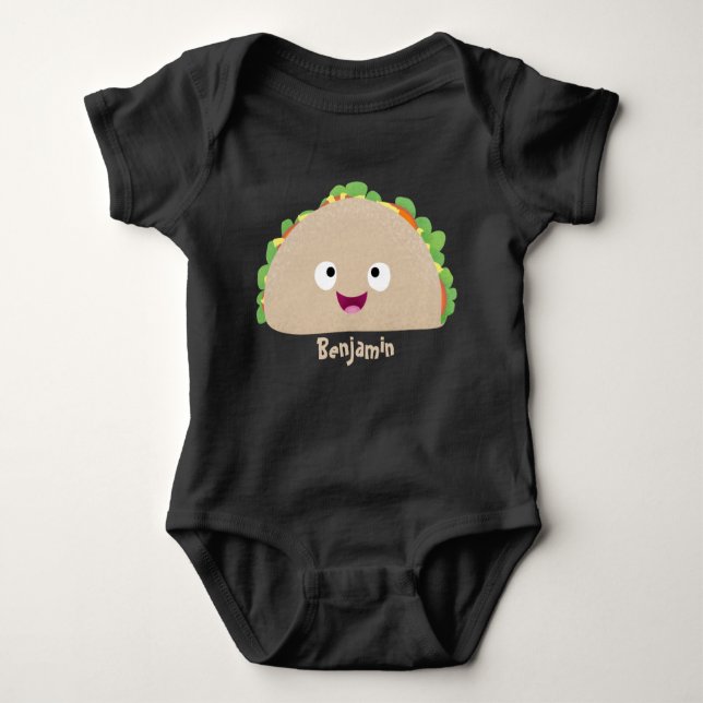 Body Para Bebé Ilustracion personalizado de taco alegre sonriente (Anverso)