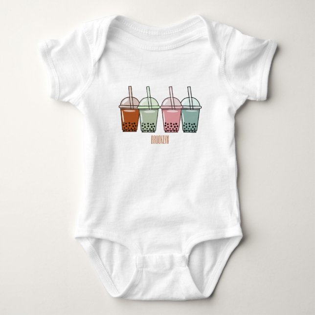 Body Para Bebé Ilustracion personalizado de té de burbujas (Anverso)