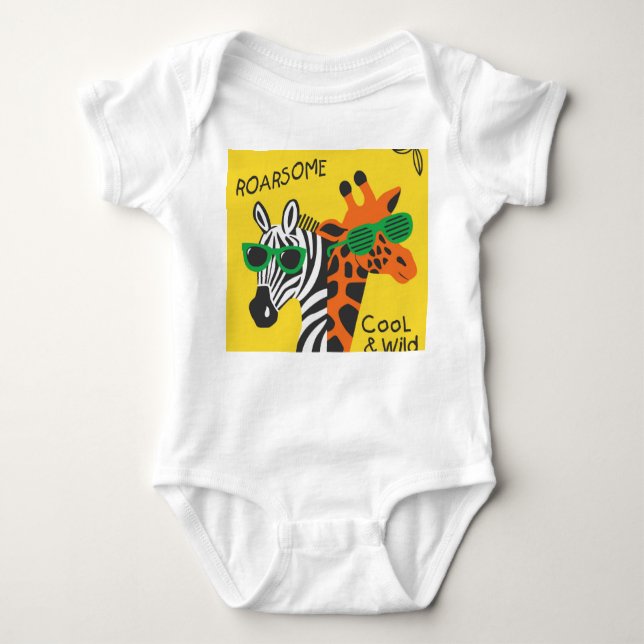Body Para Bebé Ilustracion Personalizado Guay Zebra Giraffe (Anverso)