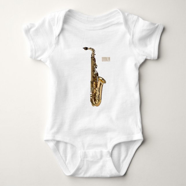 Body Para Bebé Ilustracion personalizado saxofón (Anverso)