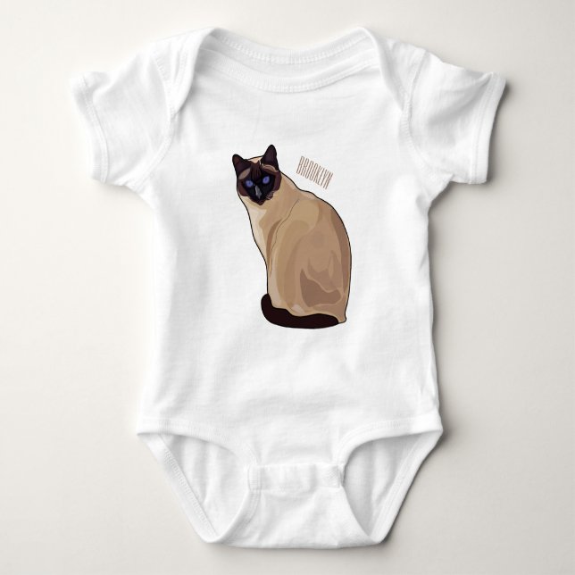 Body Para Bebé Ilustracion personalizado siamés (Anverso)