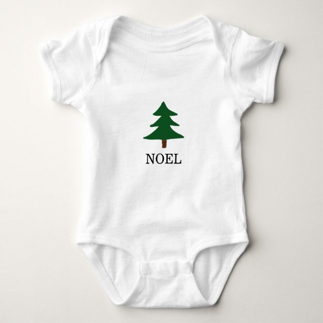 Body Para Bebé Ilustracion simple del árbol de Navidad NOEL (Anverso)