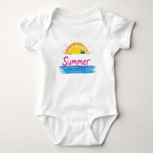 Body Para Bebé Ilustracion Sunset Summer Beach