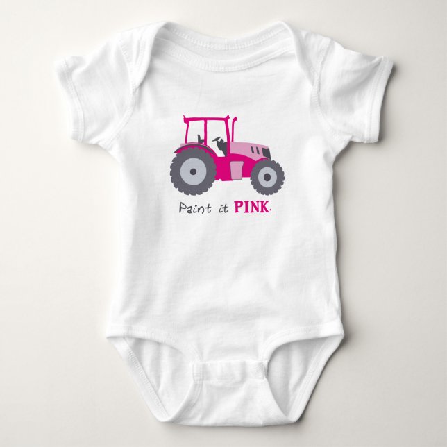 Body Para Bebé Ilustracion tractor rosa para niños (Anverso)