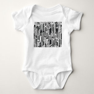 Body Para Bebé Ilustracion urbano de rascacielos, sin costuras is