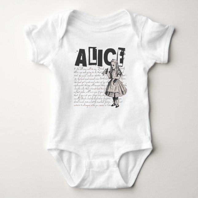 Body Para Bebé Imagen de Alice In Wonderland Text y Alice (Anverso)