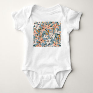 Body Para Bebé Impresión de cosecha azul de Lily Floral
