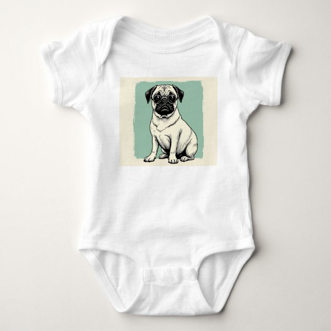 Body Para Bebé Imprimir con pug. (Anverso)