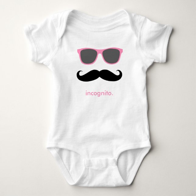Body Para Bebé incógnito - bigote divertido y tonos rosas (Anverso)
